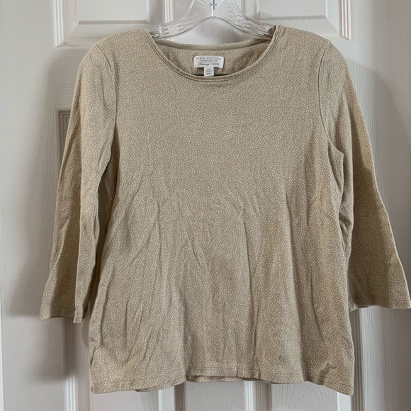 Charter Club Tops - Charter Club Tan Pima Cotton Dot Print Top MP